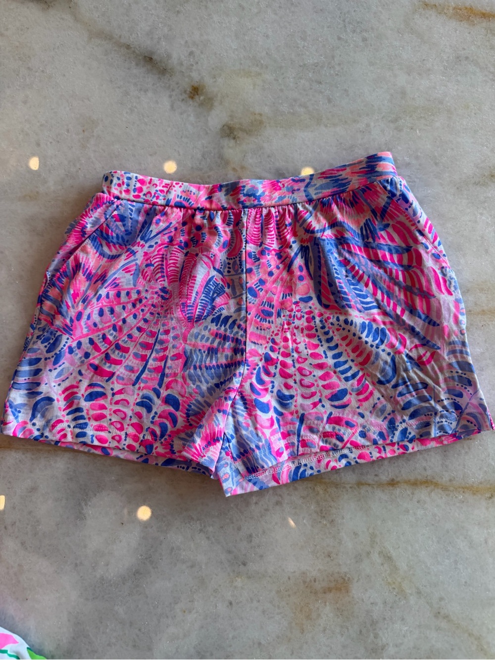 Lilly Pultizer Girls Cotton Shorts - Pink and Blue Shell  - Sz M